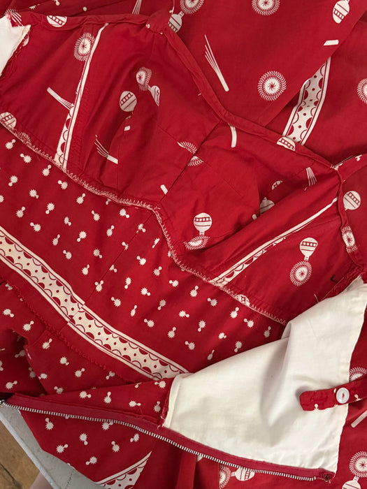 Darling 1950's Nani 0f Hawaii Red Cotton Dress and Bolero Set / M