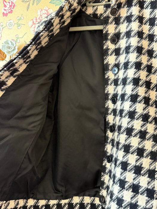 Chic Vintage Black & White Wool Houndstooth Jacket / M