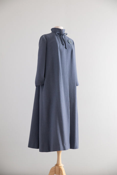 Stunning 1950's Don loper of California Silk Lined Swing Coat in French Blue / SM
