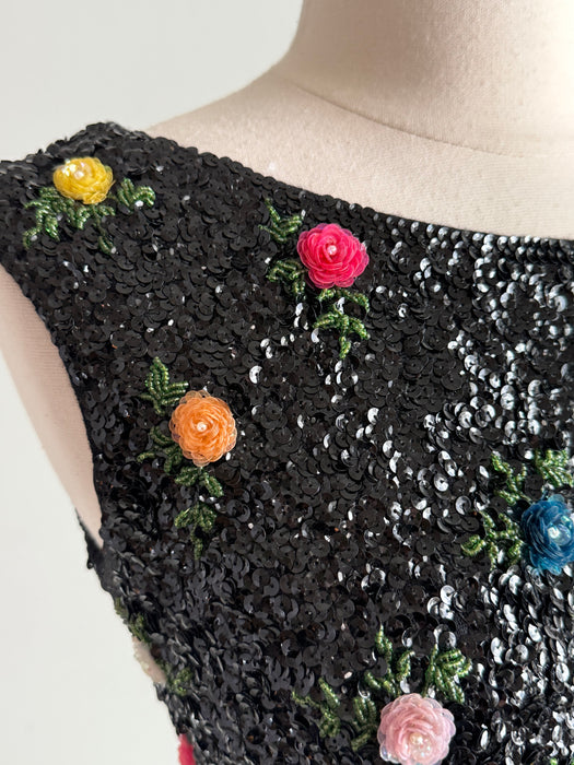 Beautiful 1960's Hand Beaded Evening Top / Small
