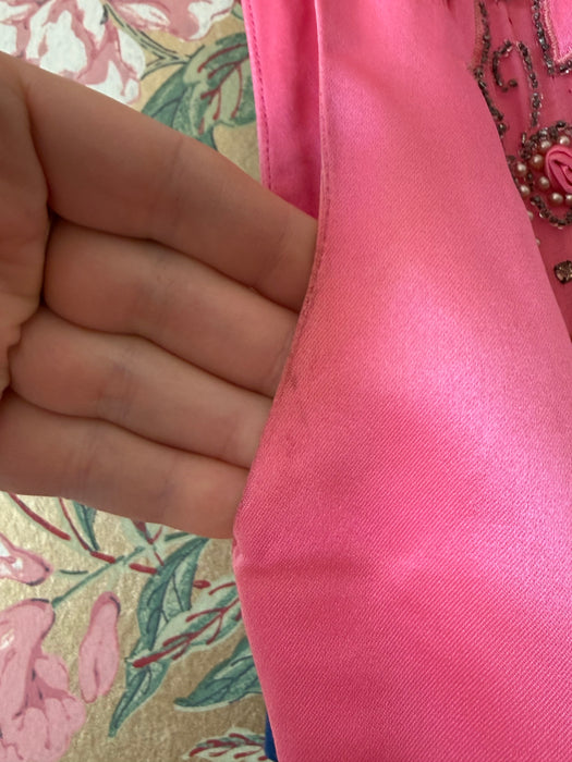 Stunning 1950's Alix of Miami Shocking Pink Silk Party Dress / SM