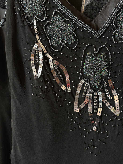 Sexy Y2K Silk Chiffon Bias Cut Beaded Slip Dress / M