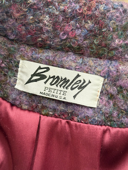 Dreamy 1970’s Wool Boucle Bow-Neck Longline Coat / ML