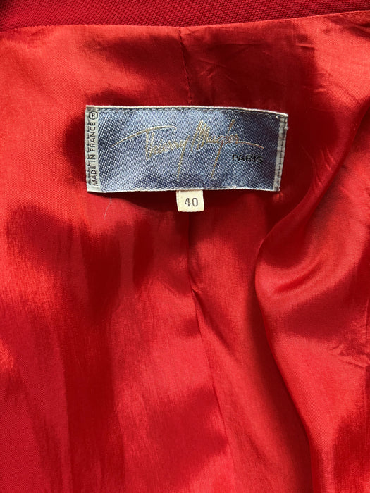 Iconic 1990's Thierry Mugler Paris Crimson Red Sculptural Suit /  SM