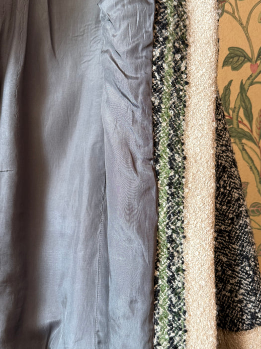 Chic 1960's Custom Couture Wool Tweed Suit With Bands Of Color / S