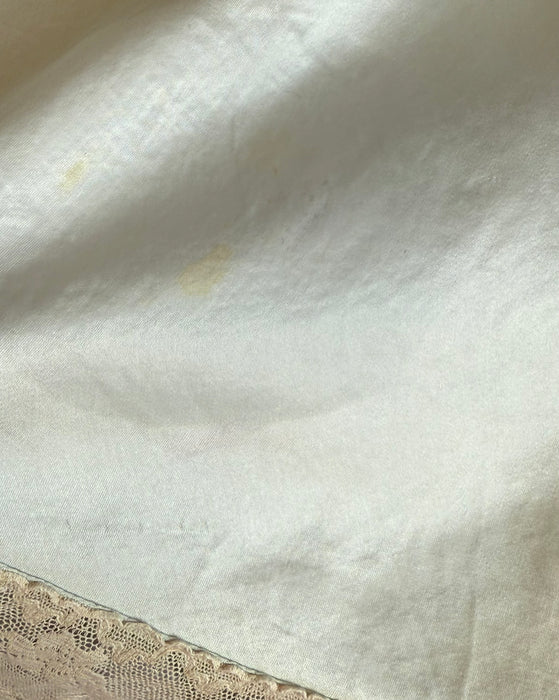 Heavenly 1930's Pale Blue Silk Bias Cut Nightgown With Lace Trim / ML