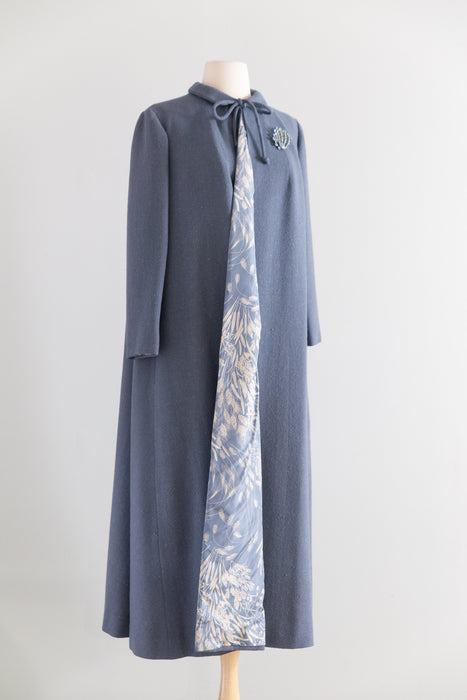 Stunning 1950's Don loper of California Silk Lined Swing Coat in French Blue / SM