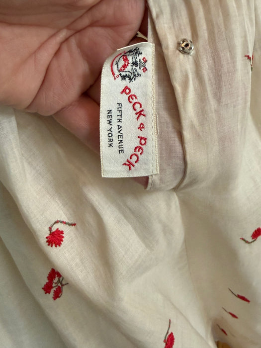 The Prettiest 1950's Embroidered Cotton Voile Summer Dress From Peck And Peck / XS