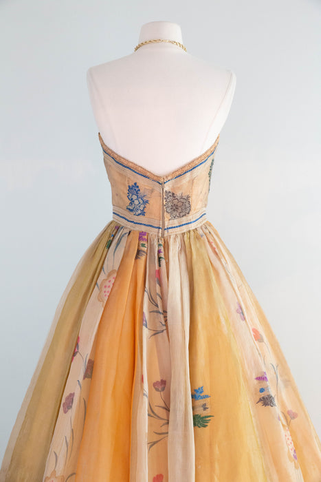Extraordinary 1950’s Pauline Lake for the Royal Hawaiian Hotel Strapless Evening Dress / Small