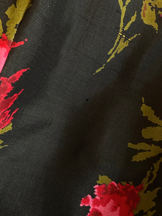 Documented 1956 Nettie Rosenstein Silk Rose Print Dress, as Advertised by I. Magnin / S