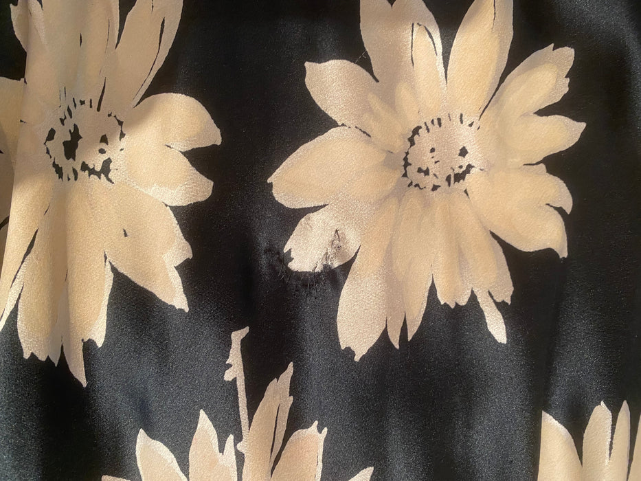 Divine 1930's Liquid Silk Satin Daisy Print Bias Cut Evening Gown / SM