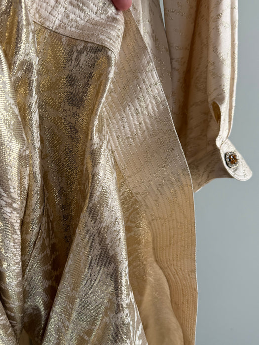 Elegant 1980's Geoffrey Beene Silk Blouse & Skirt Set / SM