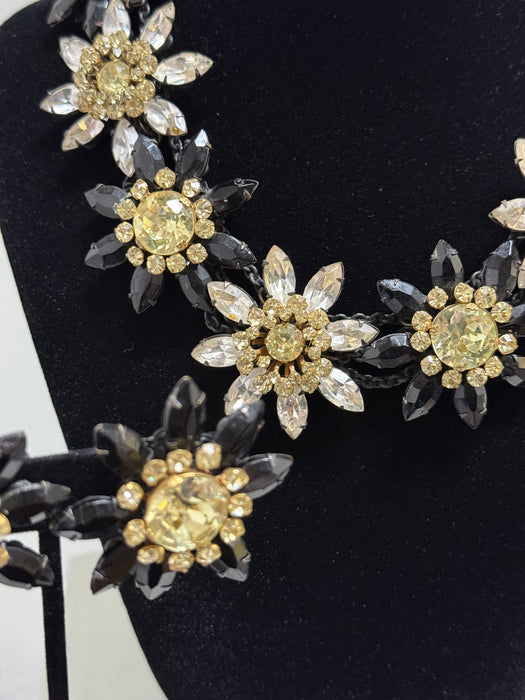 Spectacular 1950's Miriam Haskell Floral Necklace & Earring Set