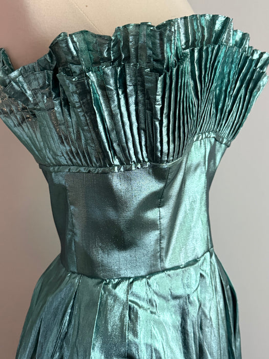 Shimmering 1980's Victor Costa Metallic Lame' Mermaid Gown / Small  Xtabay  Vintage