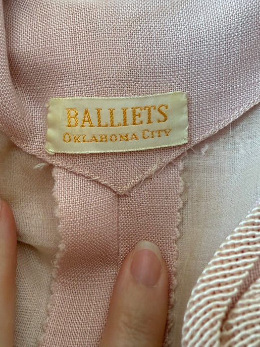 Absolutely Divine 1950's Pink Linen Party Dress By Society Designer Carrie Munn / S
