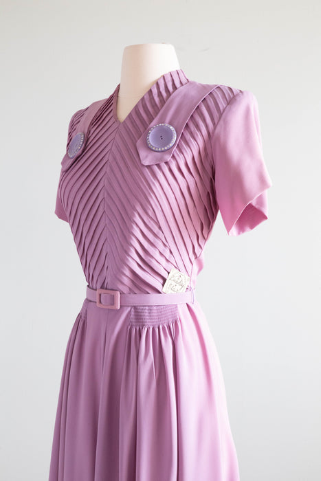 1940’s NOS Lavender Rayon Dress By Lucky Star / Medium