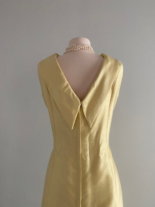 vintage gold dress Fabulous 1960's Butter Yellow Silk Evening Gown With Mermaid Hem / Med – Xtabay Vintage