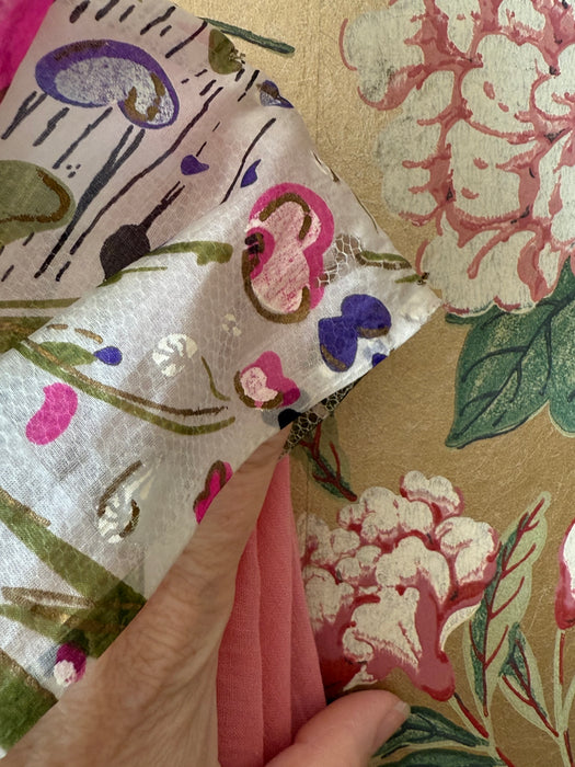 Ethereal 1950's Paper Silk Summer Floral Print Party Dress / Small