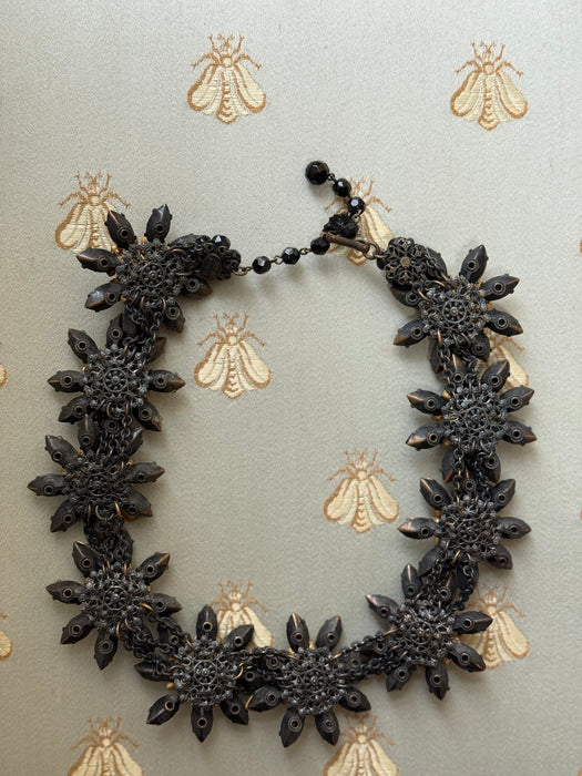 Spectacular 1950's Miriam Haskell Floral Necklace & Earring Set