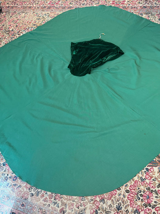 Exquisite 1940's Emerald Green Silk Velvet & Faille Evening Gown / Small