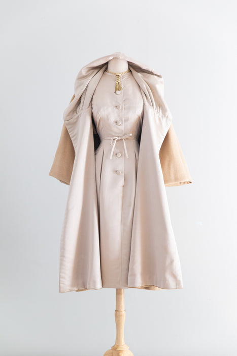 Fabulous Late 1950’s Cashmere Coat and Matching Silk Dress Set / SM