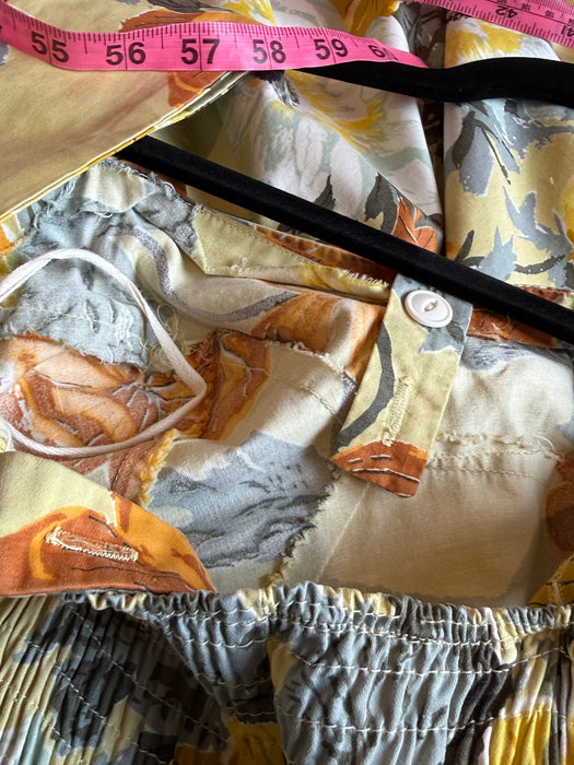 Glorious 1950's Butter Yellow Bucolic Floral Print Sundress By Cole Of California / SM