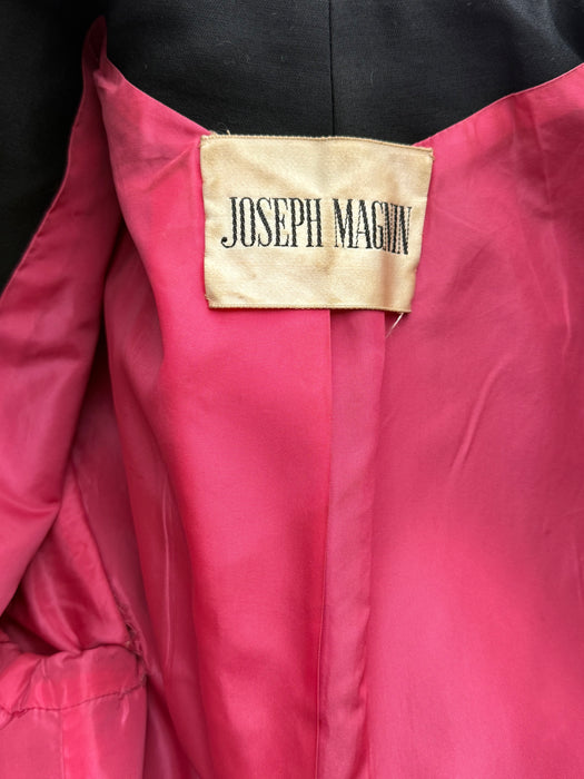 Sublime 1960's Sculptural Silk Evening Coat With Hot Pink Lining From Joseph Magnin / SM