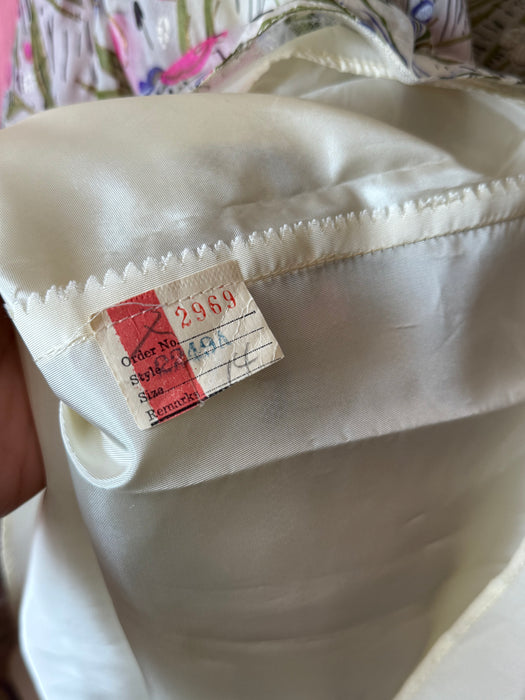 Ethereal 1950's Paper Silk Summer Floral Print Party Dress / Small