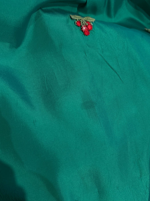 1950’s “Under The Mistletoe” Emerald Green Taffeta Party Dress From Saks / Small