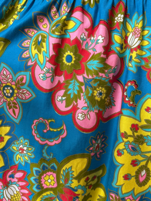Fabulous 1960's Psychedelic Floral Print Cotton Dress By Lanz / S