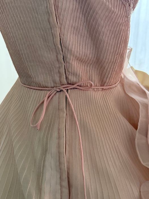 Exquisite 1950's Ballet Slipper Pink Silk Organza Dress By Harvey Berin / Small