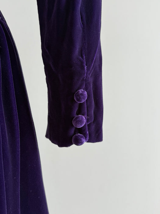 Exquisite Vintage Oscar de la Renta Aubergine Velvet Evening Dress / S