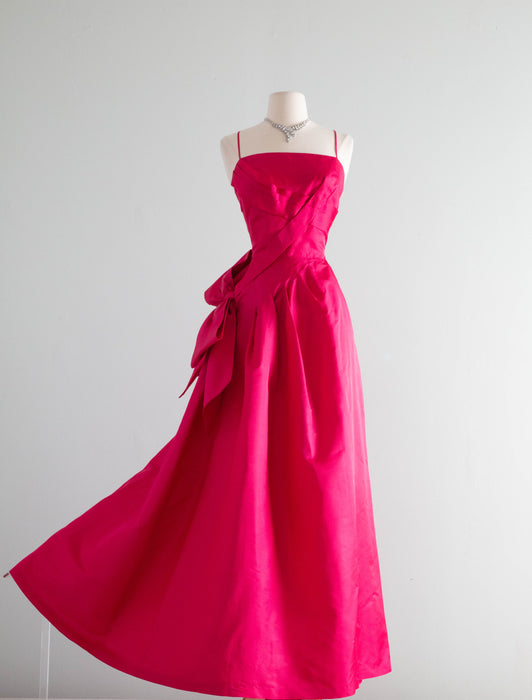 Spectacular 1950’s Frank Starr Camellia Pink Silk Evening Gown / Small