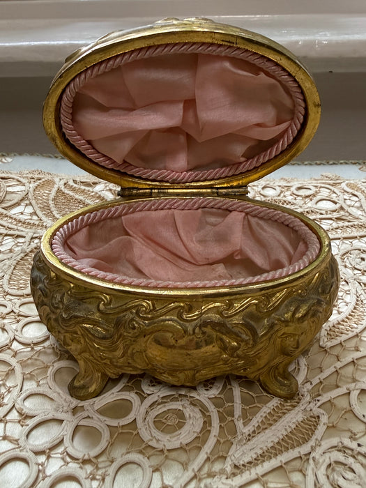 Beautiful Antique Art Nouveau Silk Lined Jewelry Casket, c. 1900-1910