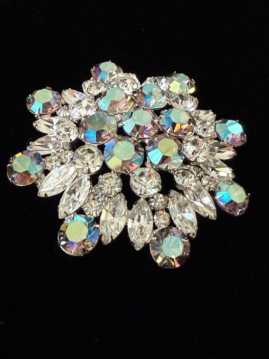 ❄️ Spectacular 1950’s Rhinestone 3” Snowflake Brooch ❄️