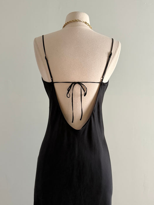 Vintage Victoria’s Secret Black Silk Bias-Cut Slip Dress / SM