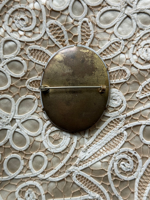 Stunning Antique Art Nouveau Hand Painted Portrait Brooch