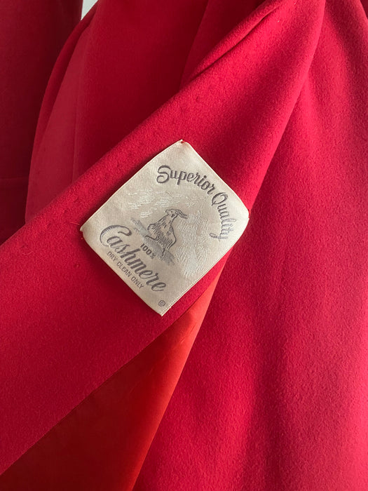 Vintage Cerise Cashmere Ladies Trench Coat Circa 1970's / Medium