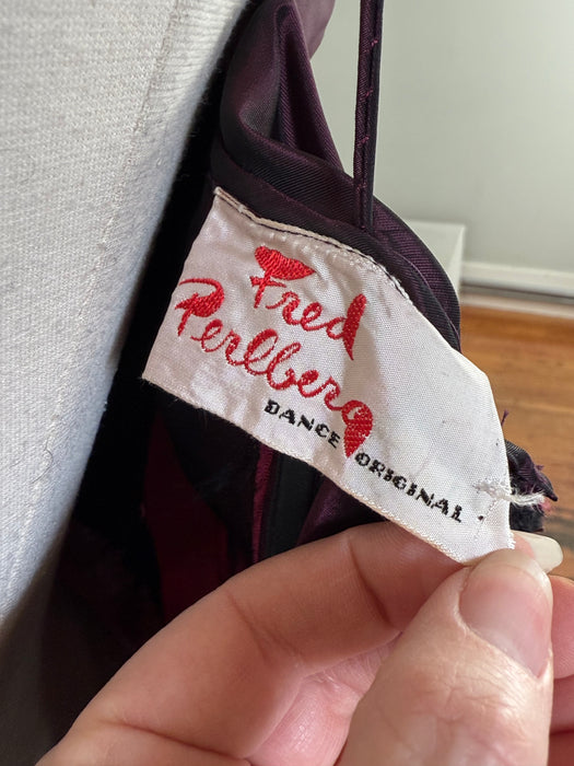 Vintage 1950s Fred Perlberg “Dance Original” Crimson Taffeta Evening Gown / Small