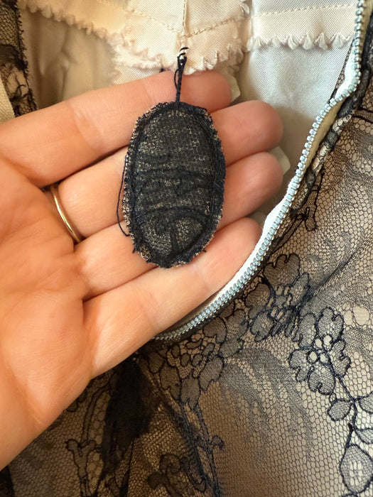 Exquisite Documented 1954 Mary Black Original French Chantilly Lace Cocktail Dress / S
