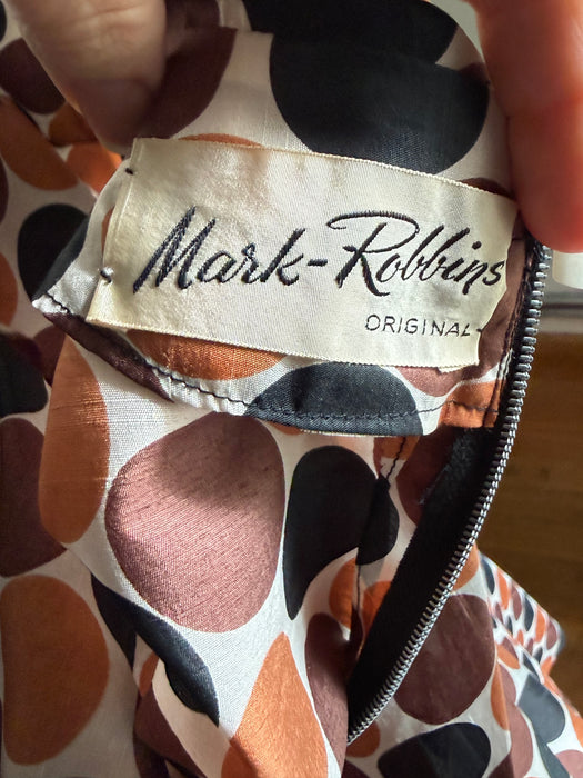 Fabulous 1950's Copper Penny Silk Dress by Mark- Robbins / S
