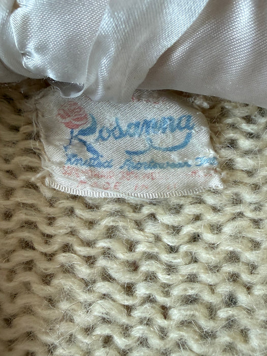 Sweet Early 1960's Floral Embroidered Mohair Cardigan Made in Italy / Small