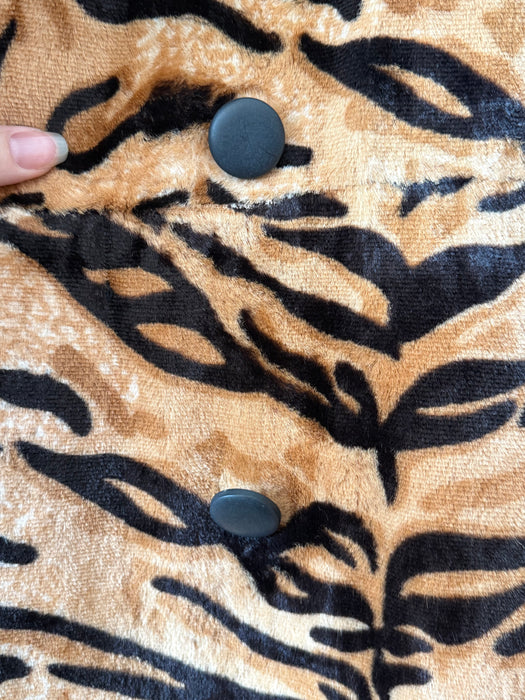 Iconic 1960's Tiger Print Faux Fur Princess Style Coat / M