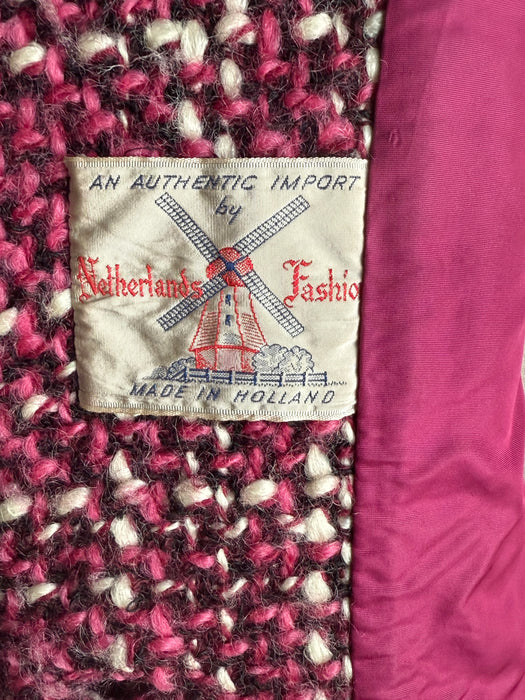 Fabulous 1960's Raspberry, Cherry & Vanilla Mohair Tweed Coat / SM
