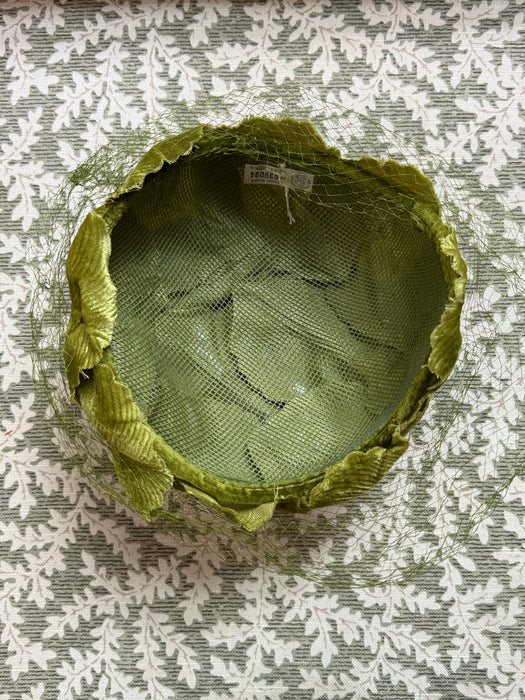 Marvelous 1950's Velvet Cabbage Leaf Cocktail Hat / OS