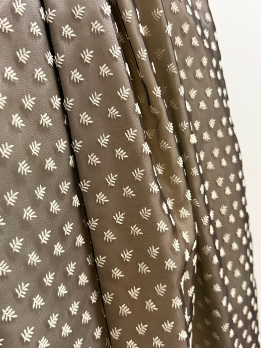 Stunning Early 1960's Sheer Leaf Print Organza Party Dress With Bow / S