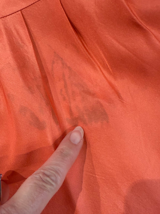 Spectacular 1950's Nettie Rosenstein Persimmon Silk Party Dress / S