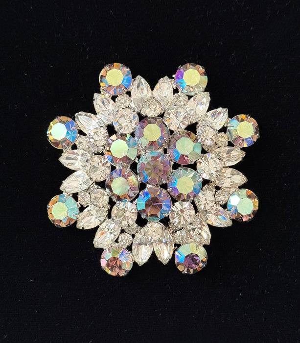❄️ Spectacular 1950’s Rhinestone 3” Snowflake Brooch ❄️