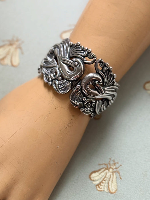Rare Midcentury Margot de Taxco Sterling Silver Bird Bracelet