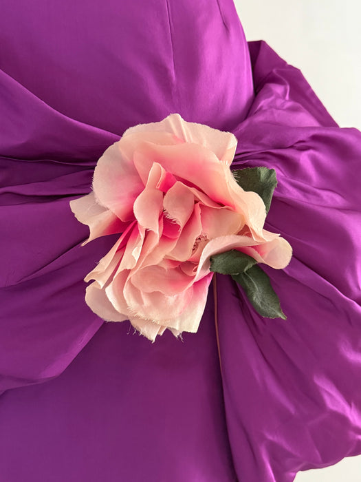Show-stopping 1950's Shocking Violet Silk Cocktail Dress By Mr. Blackwell / SM
